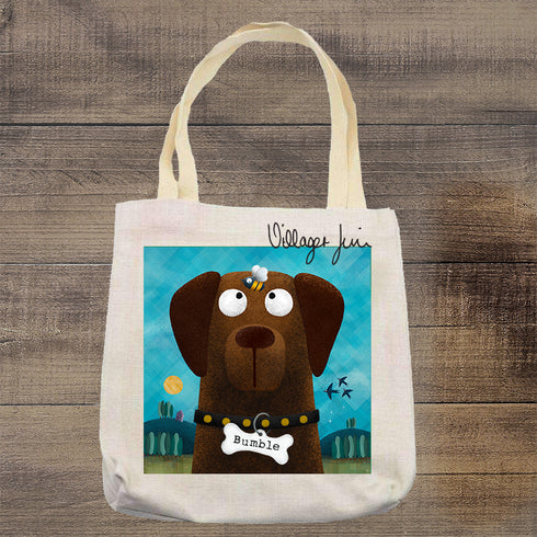 Chocolate Labrador & Bumble Bee - Personalised Pooch Tote Bag